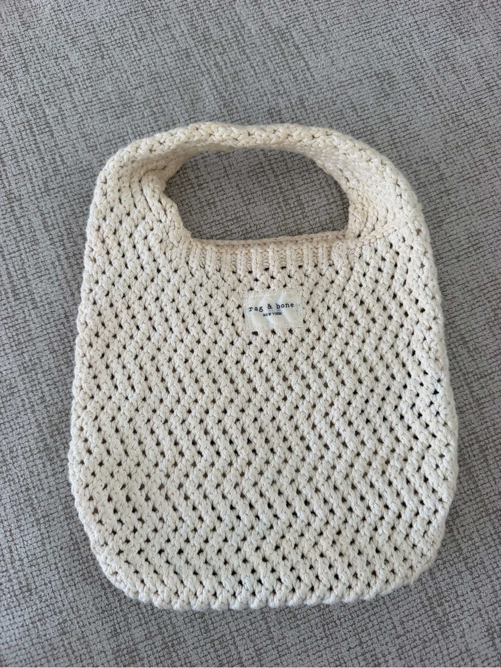 rag & bone Cream Crochet Knit Tote